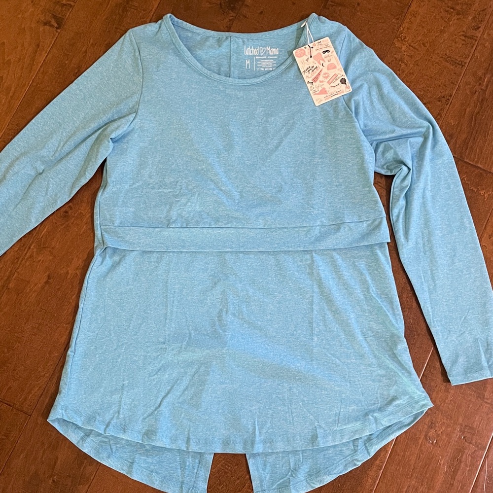 Latched Mama performance, long sleeve nursing shirt tee, size medium